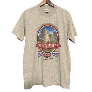 Vintage Anvil Mountain Gear T-Shirt L Gray Pre-Shrunk Cotton Blend